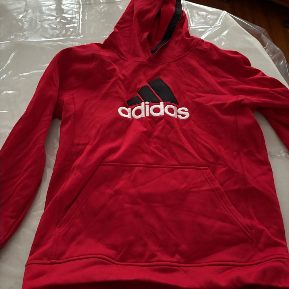 adidas Red Hoodie with Black Logo